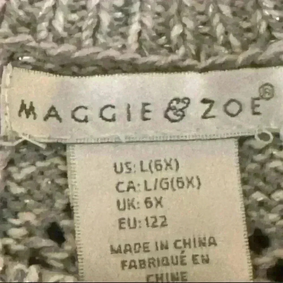Maggie & Zoe Girls Gray Knit Sweater Large Pink Flower Pullover - Picture 5 of 5
